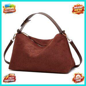 Suede Hobo Shoulder Bag Crossbody Tote Purse Casual Crescent Handbag
